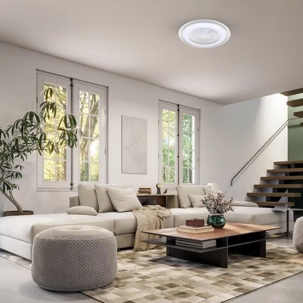 Plafonieră LED dimabilă cu ventilator ZONDA LED/48W/230V argintiu + telecomandă