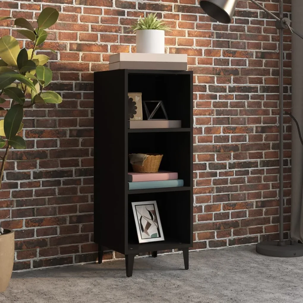 812385 vidaXL Servantă, negru, 34,5x32,5x90 cm, lemn compozit