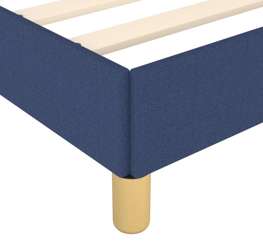 Cadru de pat cu tablie, albastru, 90x200 cm, textil Albastru, 90 x 200 cm, Benzi verticale