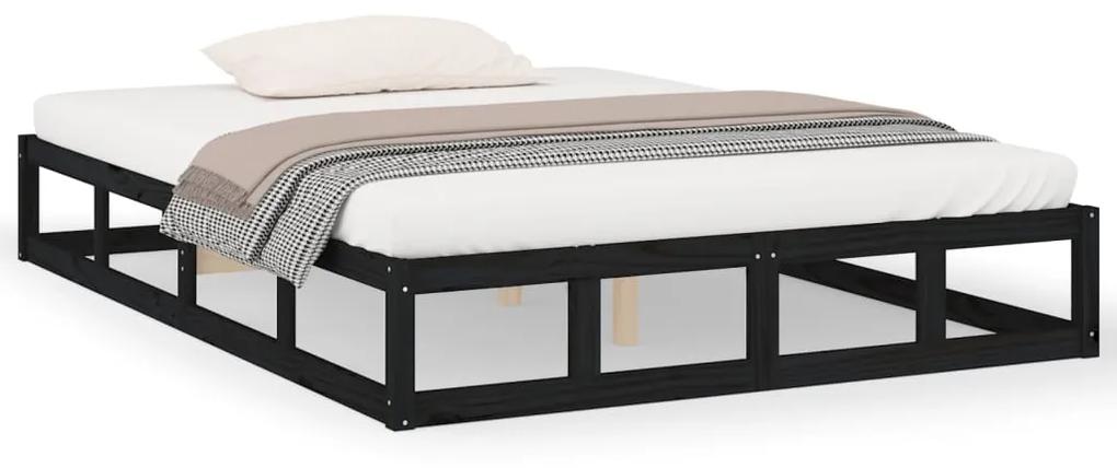 820835 vidaXL Cadru de pat mic dublu, negru, 120x190 cm, lemn masiv