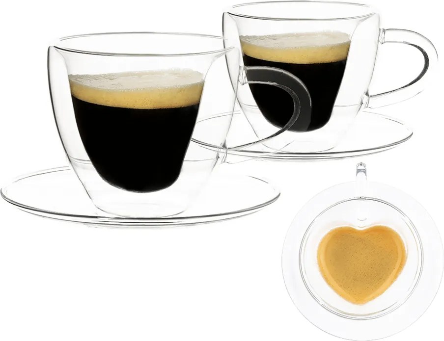 Ceaşcă termorezistentă Heart cu farfurie, 2 buc., în formă de inimă, 150 ml, HOTCOOL TYP 5