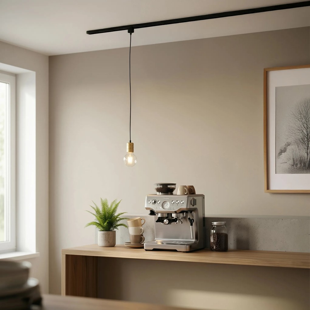 Lampă suspendată cu suspensie pe șină aurie - Cavalux