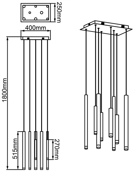 Brilliant - LED CEMBALO, lustră suspendată pe cablu, cu reglare a intensității, LED 32W, 230V, crom/negru/maro