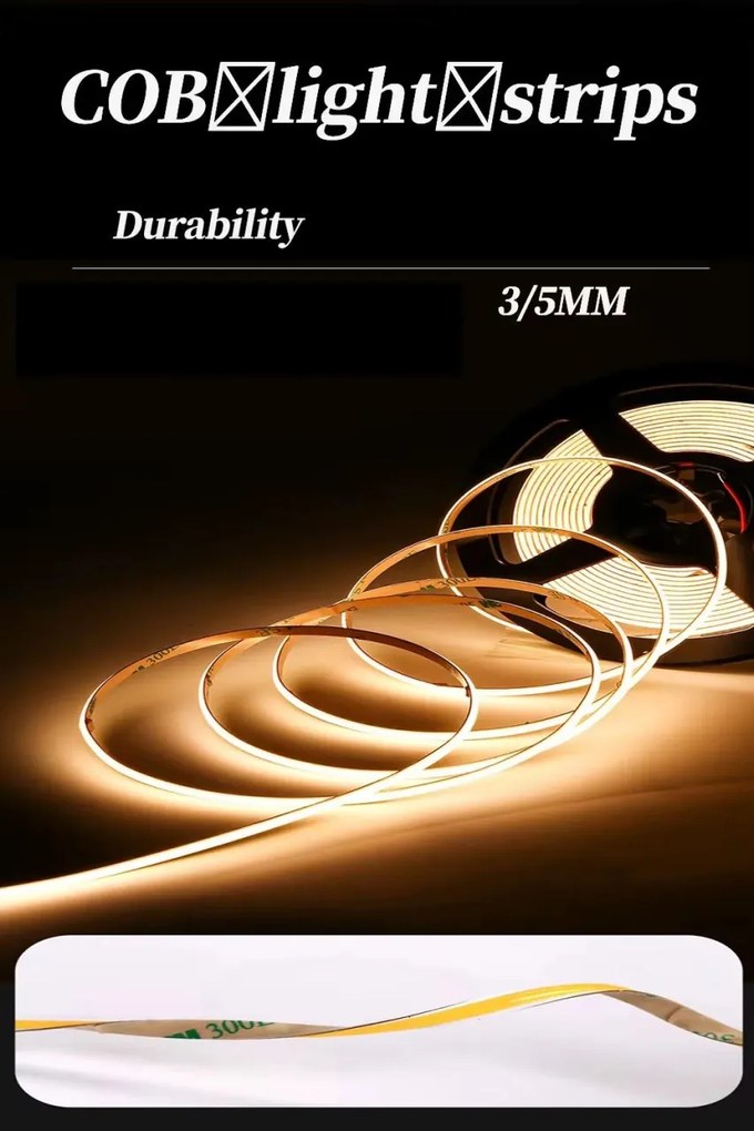 Bandă LED COB Lumină Caldă 9W/m 10m/Rolă 12V