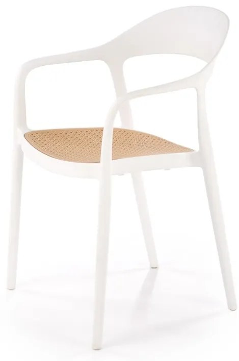 Scaun plastic K530 alb/natur