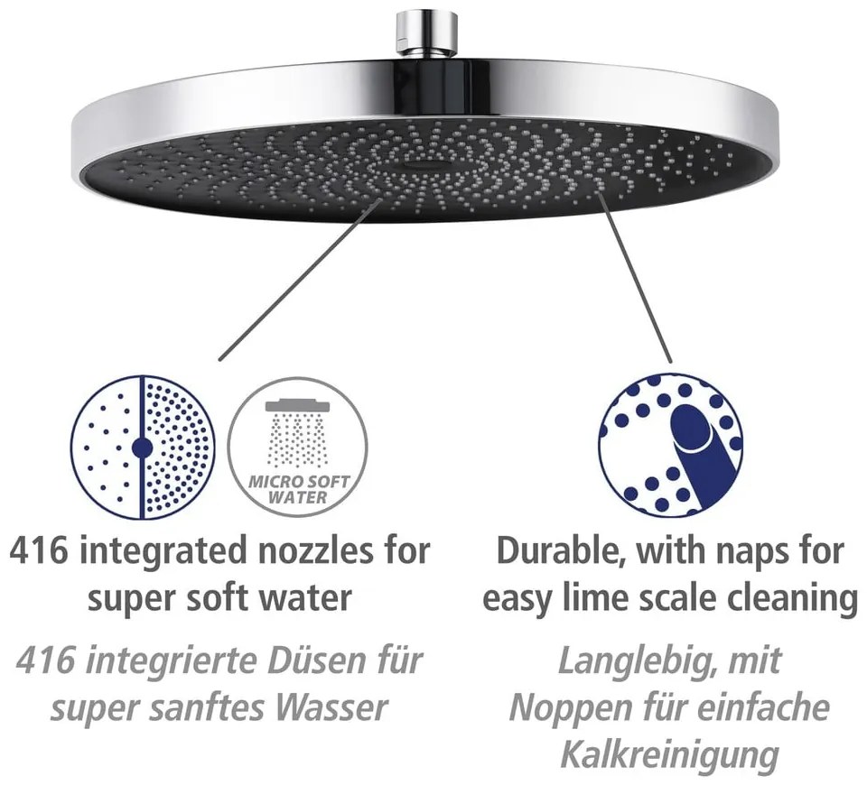 Set de duș argintiu lucios din oțel inoxidabil 120 cm Soft Water – Wenko