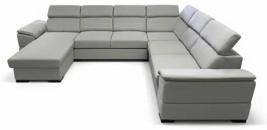 Colțar extensibil în U GRANADA, colț reversibil, cu spațiu de depozitare, gri deschis