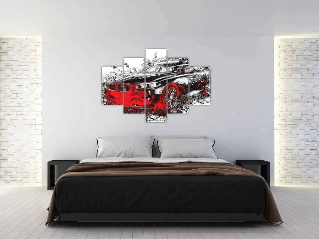 Tablou - Mașina pictată în acțiune (150x105 cm)