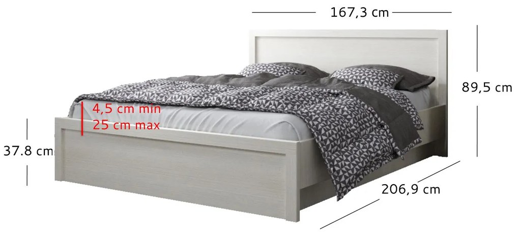 Pat matrimonial 160 cm Jolene (alb) (cu somieră). 1052985