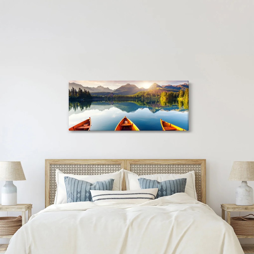 Tablou - Lac cu bărci (120x50 cm)