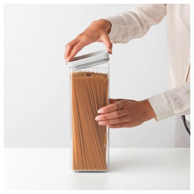 Recipient depozitare Brabantia Tasty+ 1001158, 2,5 L, 29,5 x 11 x 11 cm, Transparent/Gri deschis