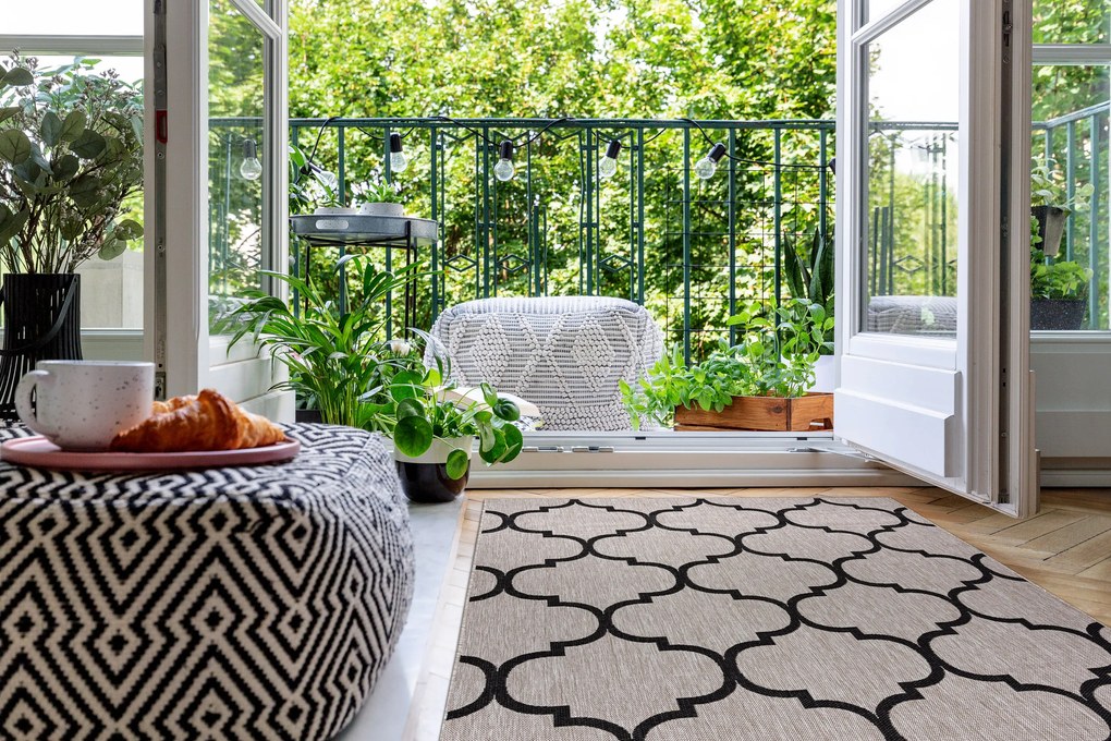 Covor sisal Floorlux 20608 marocani trellis argintiu si negru - SECUNDAR-COTATI PRODUSUL