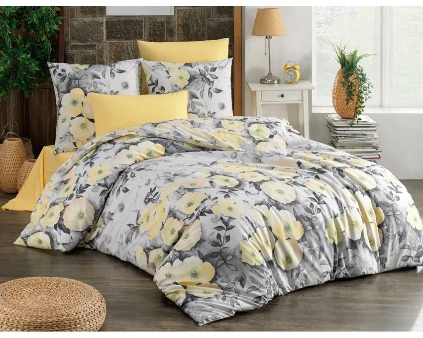 BedTex Lenjerie de pat din bumbac Alisa galbenă, 140 x 220 cm, 70 x 90 cm