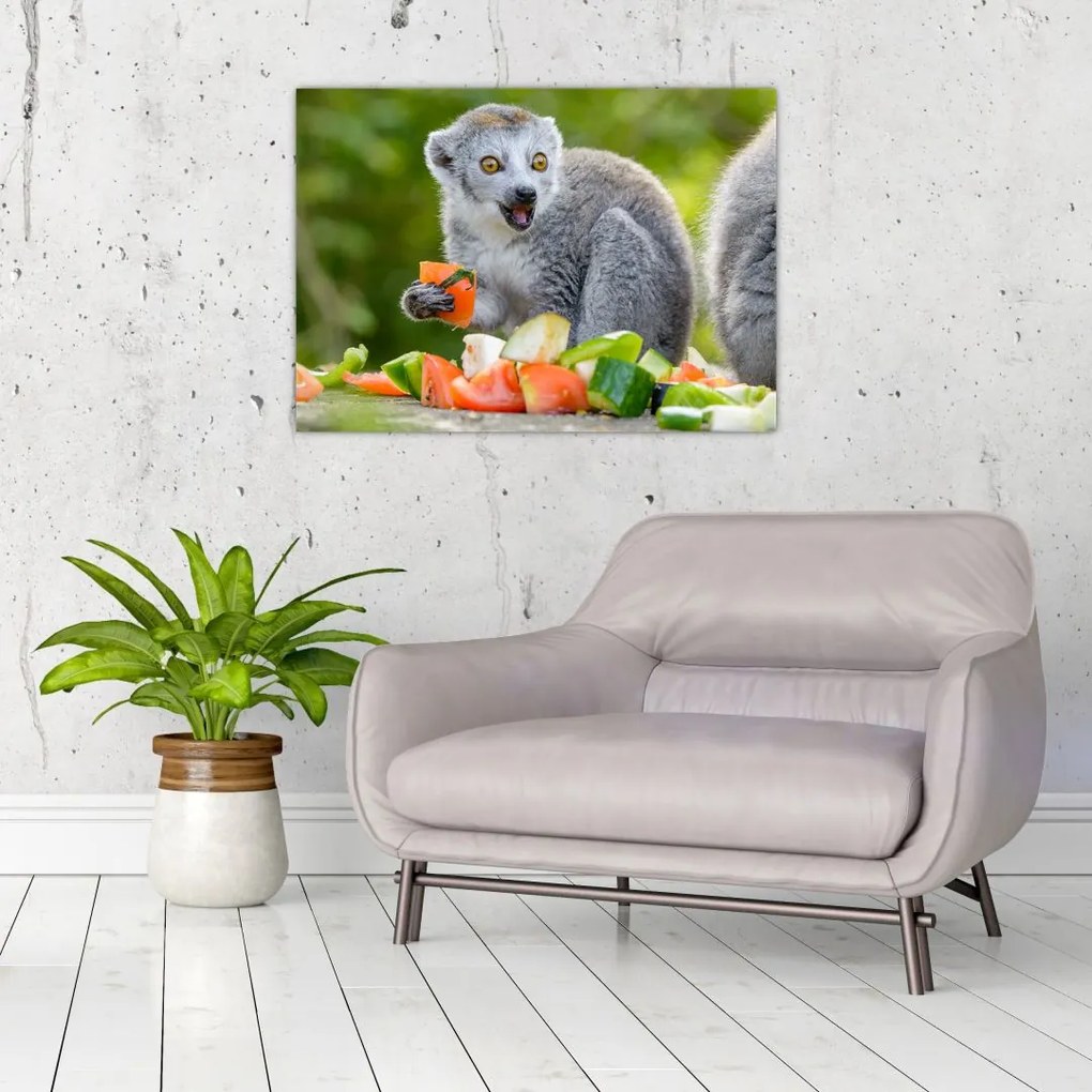 Tablou pe sticlă cu lemur (70x50 cm)