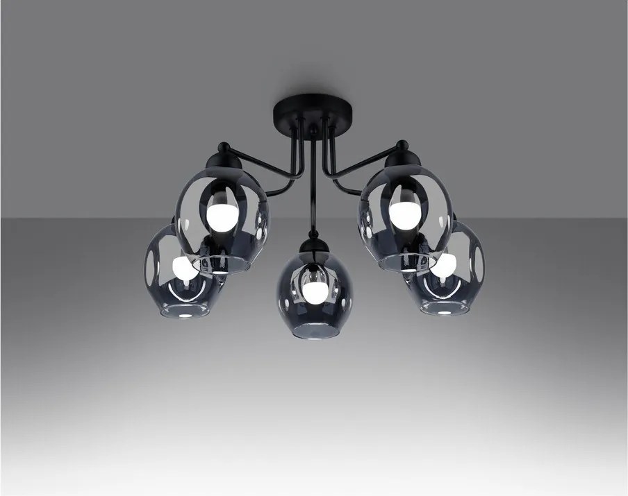 Plafonieră neagră cu abajur din sticlă 59x59 cm Garten – Sollux