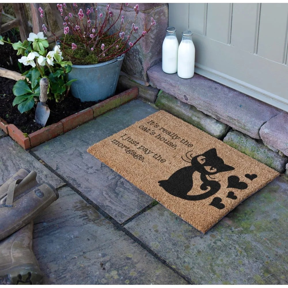 Covoraș intrare din fibre de cocos Artsy Doormats It's really the Cats House, 40 x 60 cm