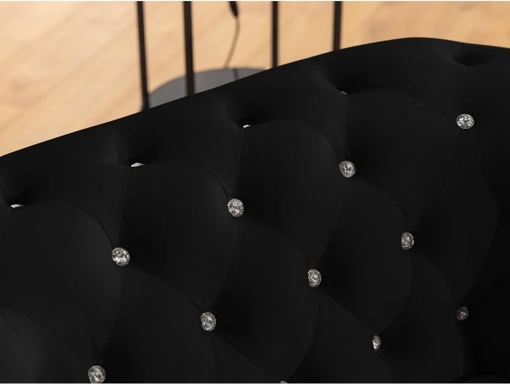 Colțar negru extensibil cu tapițerie din catifea (cu colț pe partea stângă/în formă de ”L”) York Blik – Ropez