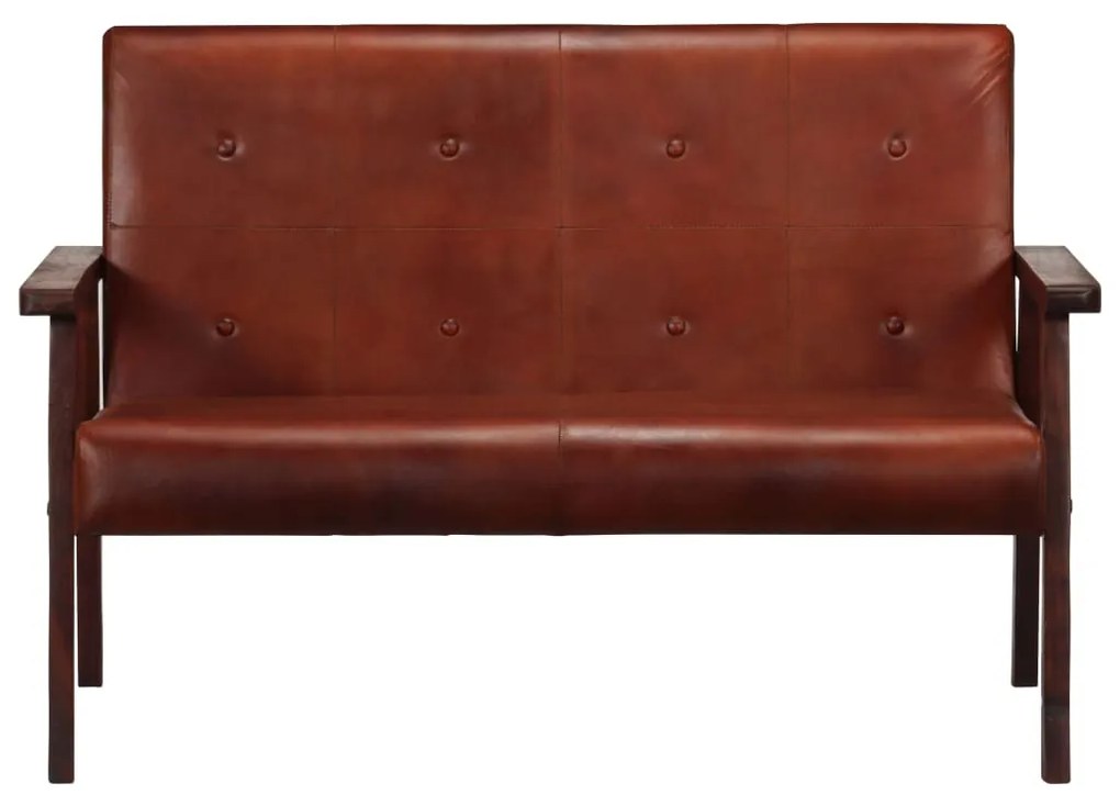 247646 vidaXL Canapea cu 2 locuri, maro, piele naturală