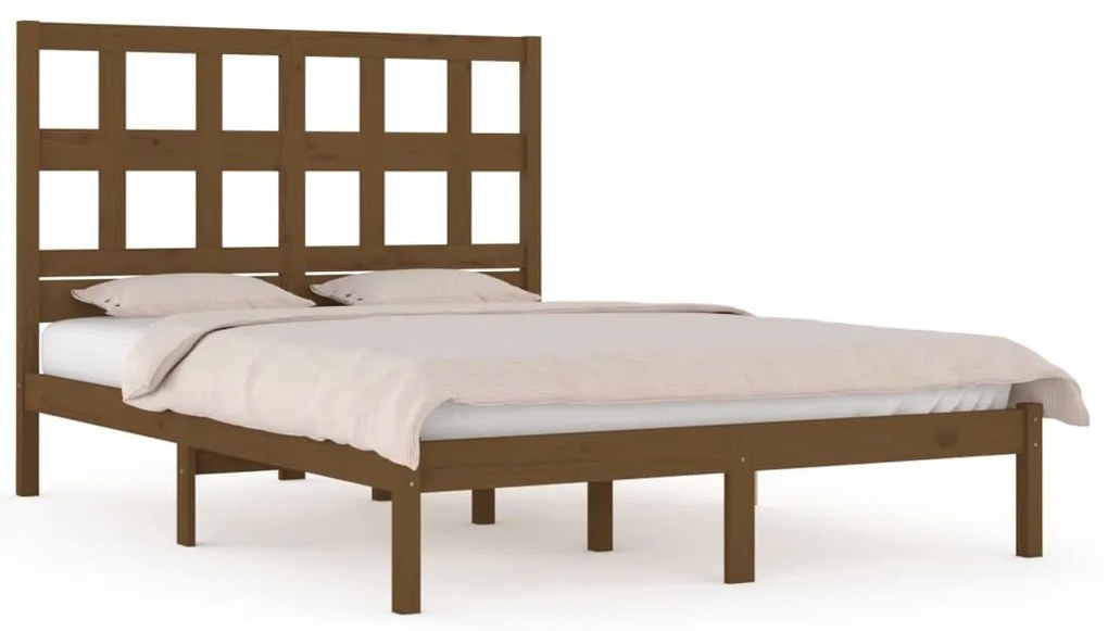 3104501 vidaXL Cadru de pat, maro miere, 200x200 cm, lemn masiv de pin