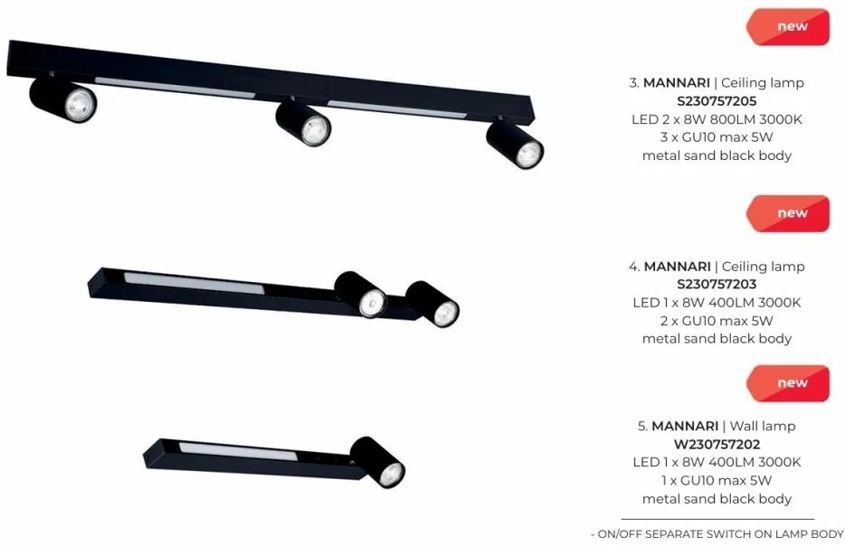 Aplica LED cu spot directionabil, 2xGU10, MANNARI