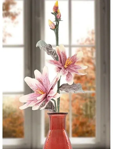 Floare artificiala roz din plastic si metal, ø 25 x H98 cm, Magnolia Mauro Ferreti