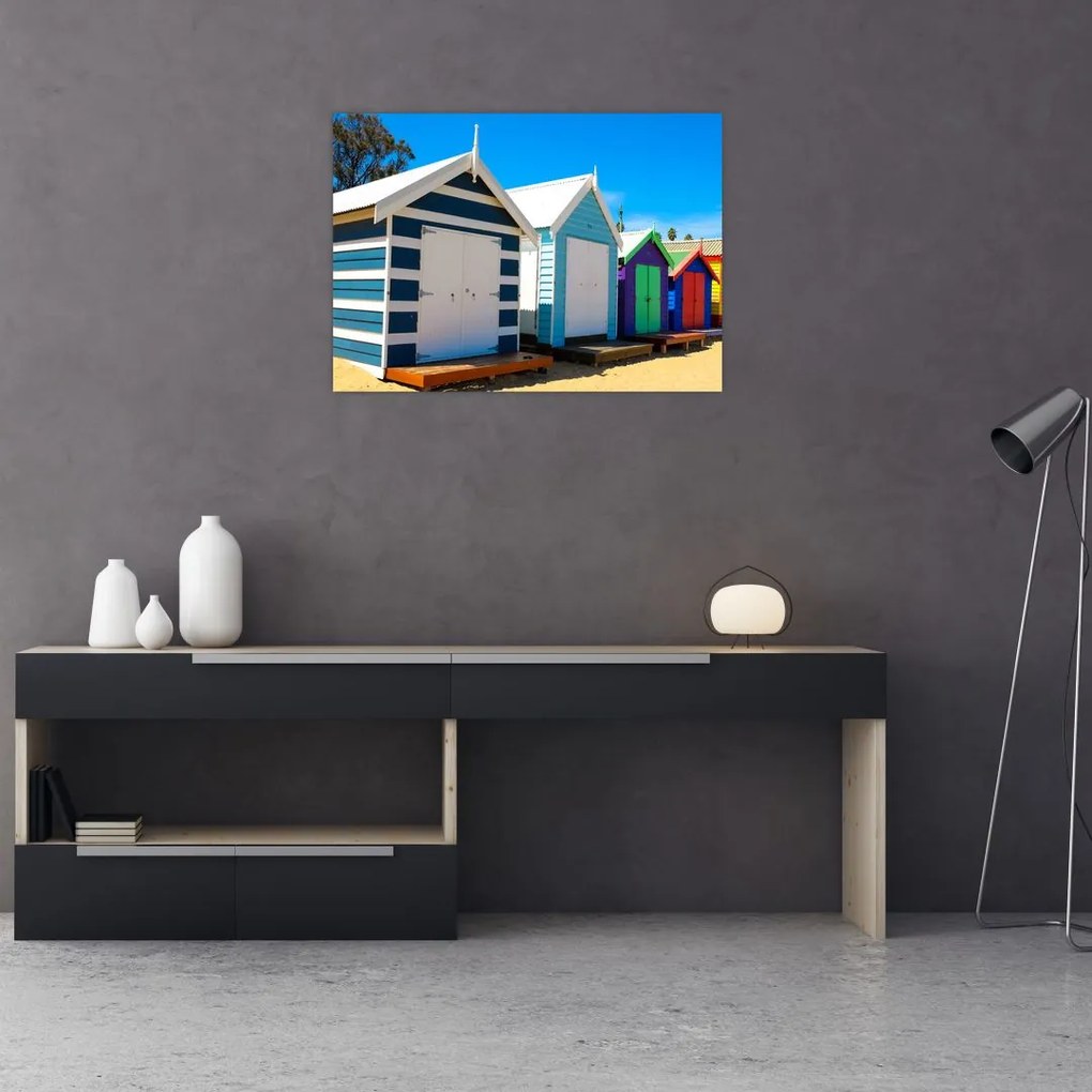Tablou pe sticlă - Plaja Brighton, Melbourne, Australia (70x50 cm)