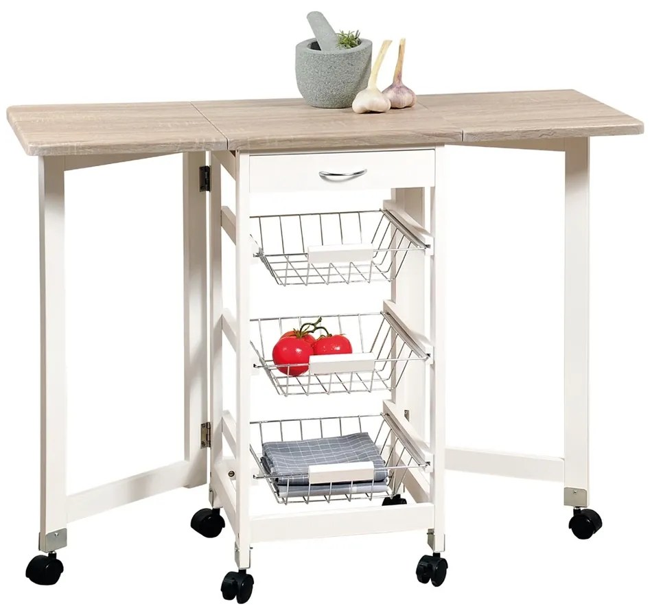 Kesper 25817 Cărucior de bucătărie cu blat delucru, 75,5 x 37 x 37 cm