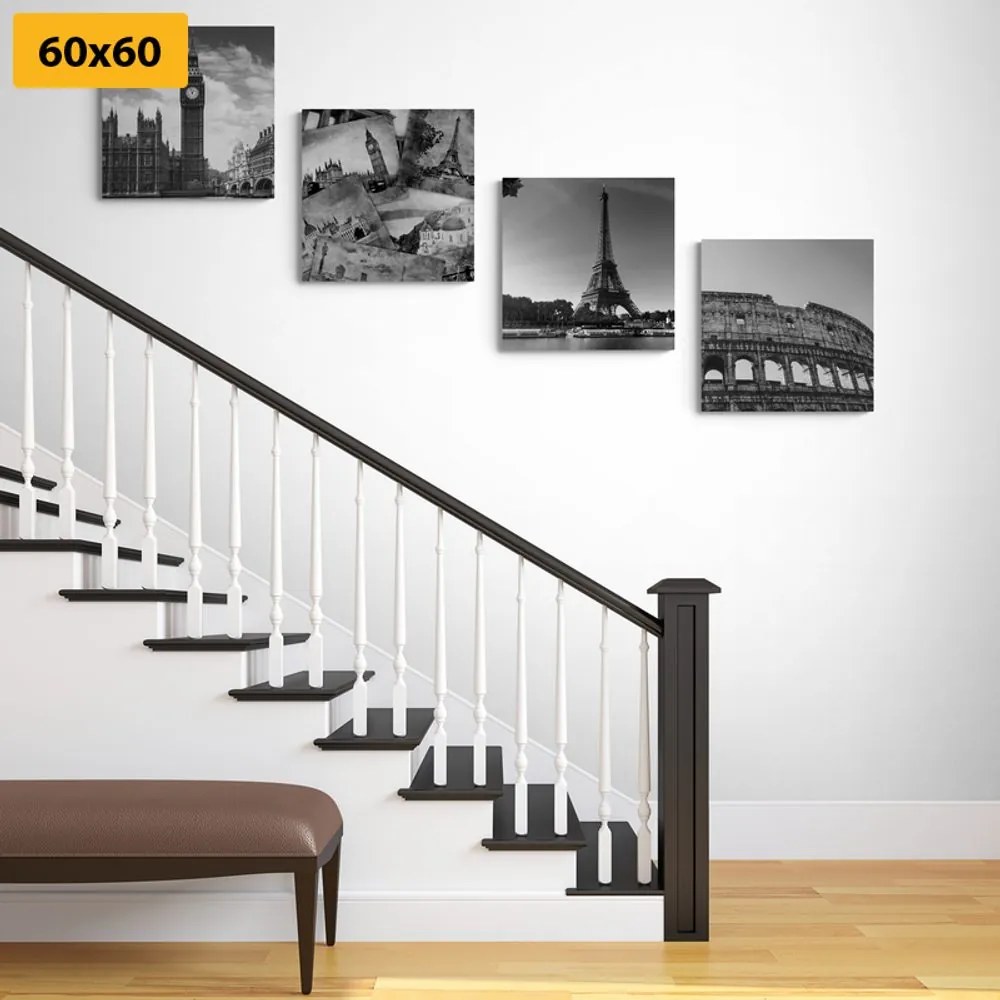 Set tablouri bogăția istorică în design alb-negru