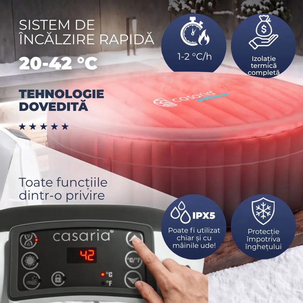 Cadă cu hidromasaj gonflabilă OASIS pentru 6 persoane, rotundă, neagră Casaria