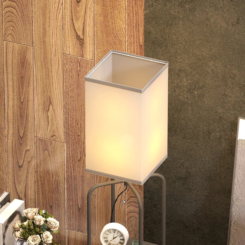 HOMCOM Lampadar de salon cu rafturi, abajur din material textil, comutator cu lant pentru salon, camera de dormit | Aosom Romania