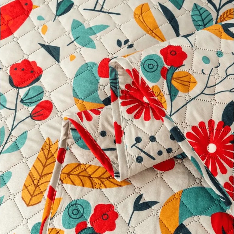 Cuvertura de pat RETRO BIRD colorata Dimensiune: 220 x 240 cm