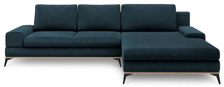 Colțar extensibil cu șezlong pe partea dreaptă Windsor & Co Sofas Planet, albastru petrol