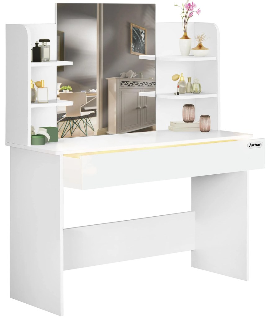 Măsuță de toaletă LUCIA, 108x40x140cm, albă Jurhan