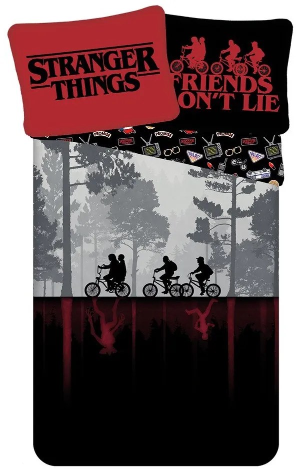 Lenjerie de pat pentru copii din bumbac pentru pat de o persoană 140x200 cm Stranger Things "Upside Down" – Jerry Fabrics