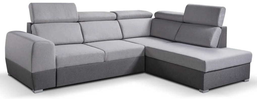 Canapea colțar extensibilă în L MATRIX gri, cu spațiu de depozitare, dreapta
