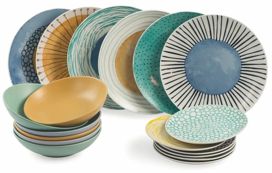 Set veselă din gresie și porțelan 18 piese Villa d´Este Marea