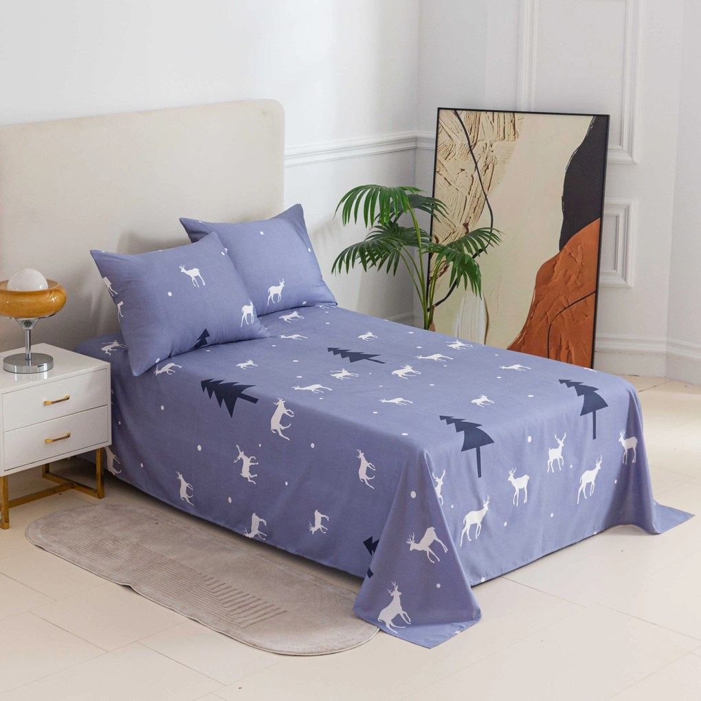Cearsaf si fata de perna DEER AND TREE Dimensiune: 50 x 70 cm | 140 x 240 cm