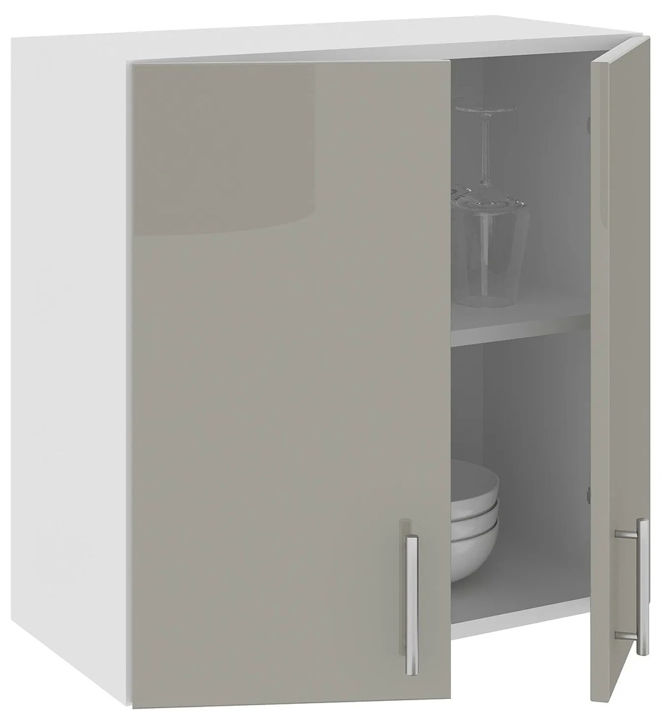 Corp Superior Karo, 2 Usi, Gri Lucios/Alb, MDF, 60 x 30 x 60 cm