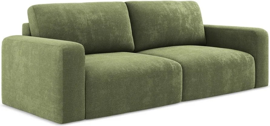 Canapea verde extensibilă/cu spațiu de depozitare cu tapițerie din chenille 252 cm Kona – Makamii
