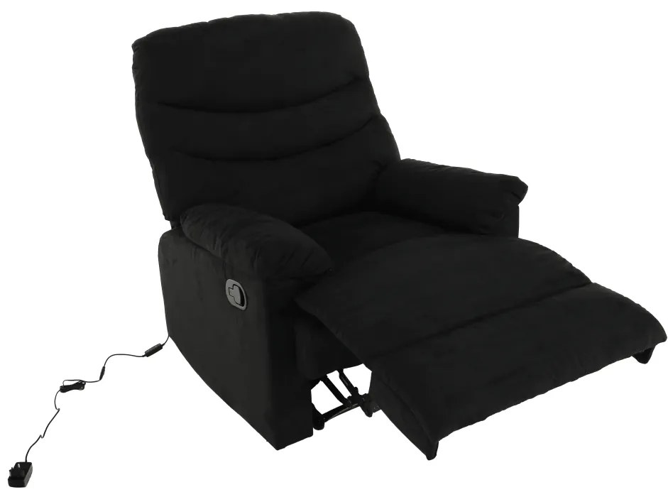 Fotoliu reglabil masaj, material textil catifea negru, LAMBERT