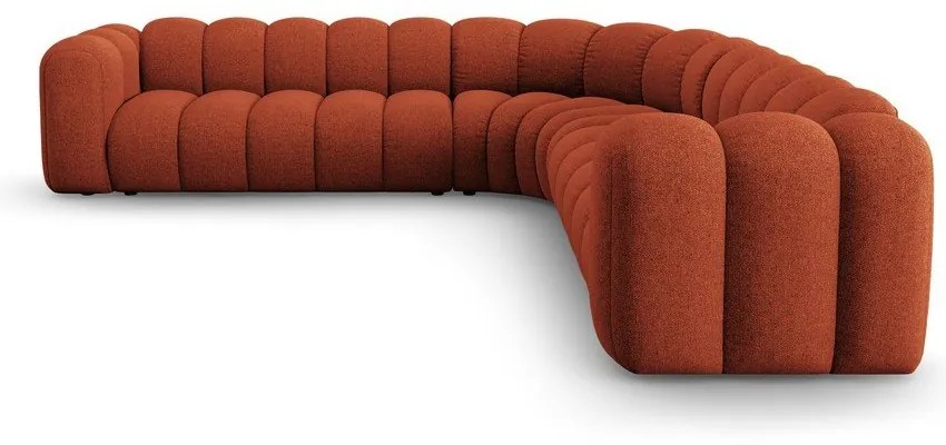 Colțar modular cărămiziu cu tapițerie din chenille Lupine – Micadoni