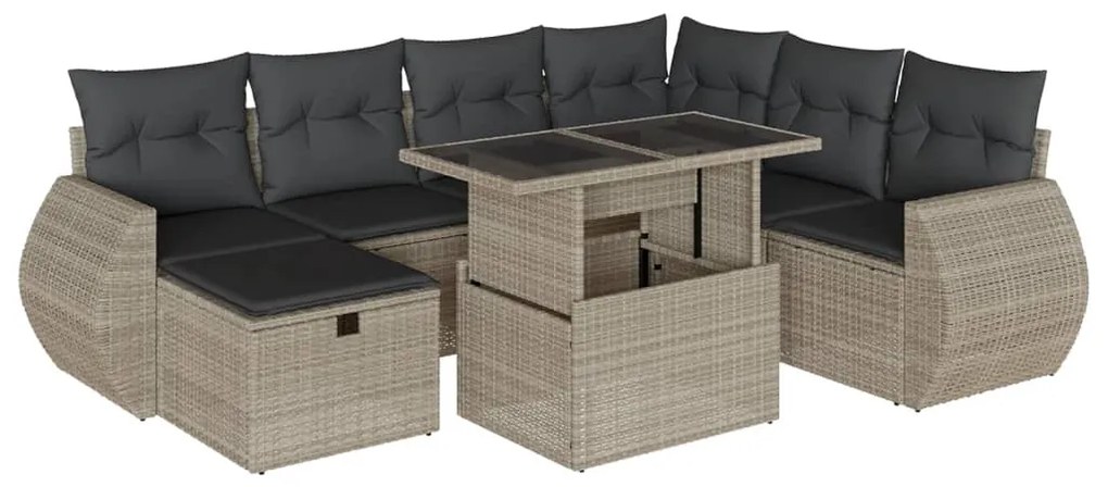 3275162 vidaXL Set mobilier de grădină cu perne, 8 piese gri deschis poliratan