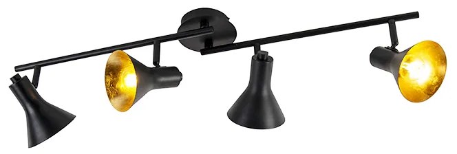 Spotlight modern negru cu auriu 4 lumini - Magno