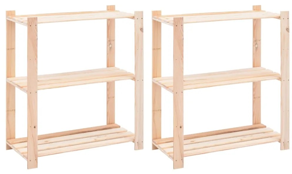 vidaXL Rafturi depozitare 3 niveluri 2 buc. 80x38x90cm pin masiv 150kg