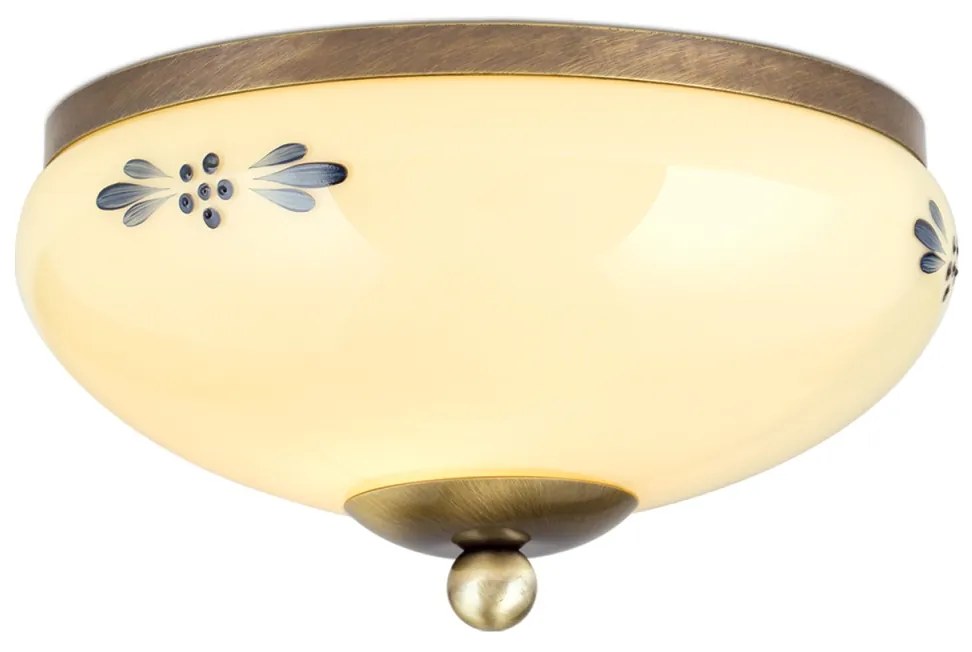 Plafoniera clasica Landhaus 21cm alama antique/ sticla champagne decor albastru