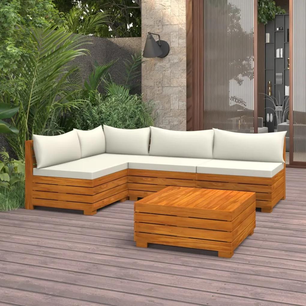 3087303 vidaXL Set mobilier de grădină cu perne, 5 piese, lemn masiv acacia
