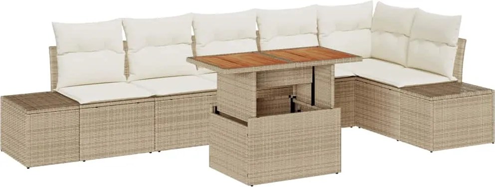 vidaXL Set de masă pentru grădină cu pernă 7 pcs Bej și crem