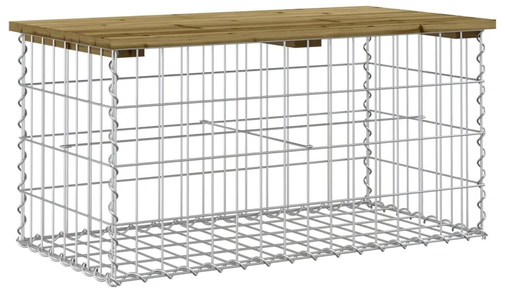 834358 vidaXL Bancă grădină, design gabion, 83x44x42 cm, lemn pin impregnat