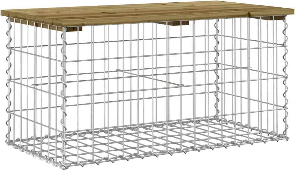 vidaXL Bancă grădină, design gabion, 83x44x42 cm, lemn pin impregnat