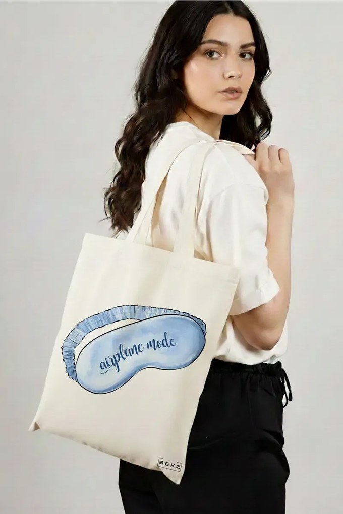 Sacosa de Panza pentru Cumparaturi, Geanta Tote Travel Girl 17, 38x34.5 cm, Alba, BEKZ®